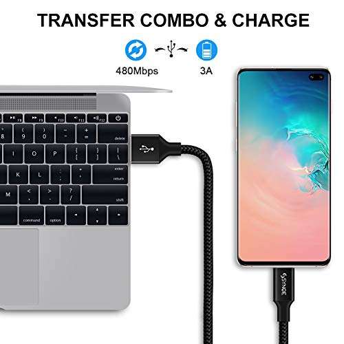 Synqe USB Type C Fast Charging Cable Charger Cord 3A QC 3.0 Data Cable Compatible with Samsung Galaxy S10e S10 S9 S8 S20 Plus, Note 10 9 8, A20e A40 A50 A70, Moto G7 G8 (1M, Black) 5