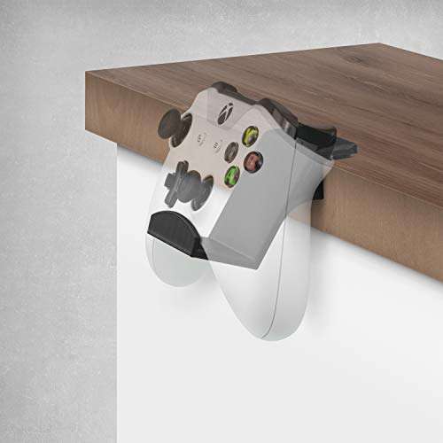 BRAINWAVZ Game Controller Desktop Stand Holder (2 Pack) for XBOX ONE 360 SWITCH PS4 STEAM PC NINTENDO, Universal Gamepad Accessories - No screws, Stick on, Black 4