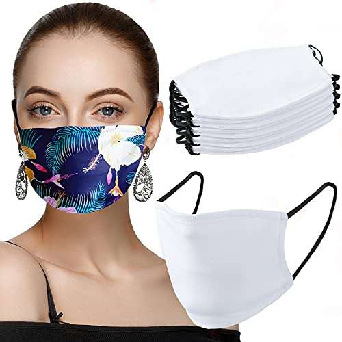 Geyoga Sublimation Face Coverings Blank Sublimation White Breathable Face Coverings for Protecting Nostrils and Face (8 Pieces) 1