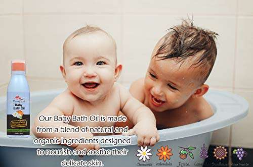 Mommy Care Organic Baby Bath Oil Pure Natural Essential Oils, Calming, Hydrating, Newborn Bathing Oil to Restore your baby’s natural skin moisture. Great for irritated or dry skin. 6.76 oz 6