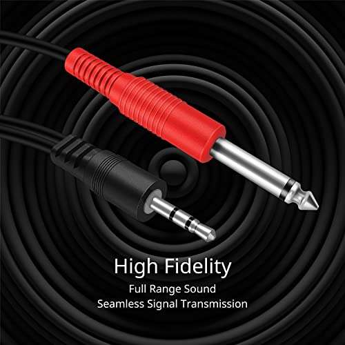 TNP Premium 1/8 to 1/4 Stereo Cable Male to Male 15ft - Dual Y-Connector 1/4 to 1/8 Audio Cable - 3.5mm TRS to Dual 6.35mm TS Cable Compatible with Smartphone, Laptop, Speaker, Amplifier, Audio Mixer 4