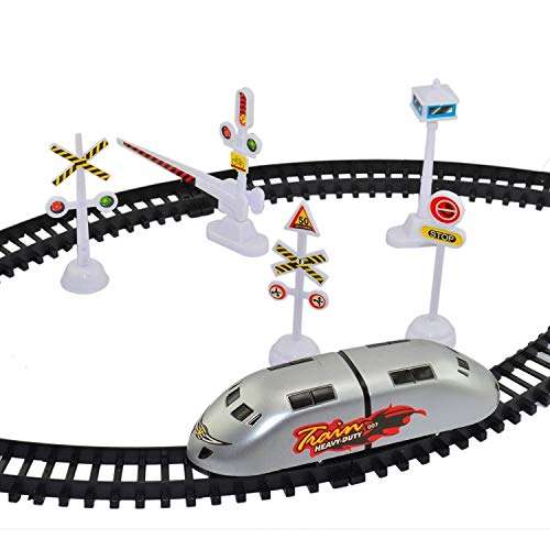 BIGFOLK Vintage Train with Big Track and Real Smoke Battery Operated with Flashlight Bullet Metro Train Toys Track Set for Kids Boys and Girls 6