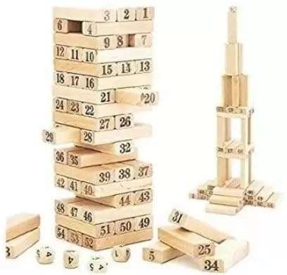 Mobclixs Timber Tower Tumbling Game for Kids | Classic Wooden Block Stacking Toy (Beige) - Fun & Educational 3