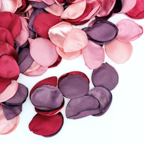 400 PCS Silk Rose Petals Burgundy Red Flower Petals for Romantic Night, Weddings Aisle Centerpieces, Table, Party, Home Decoration, Romantic Night Decoration,Valentine's Day Decoration 1