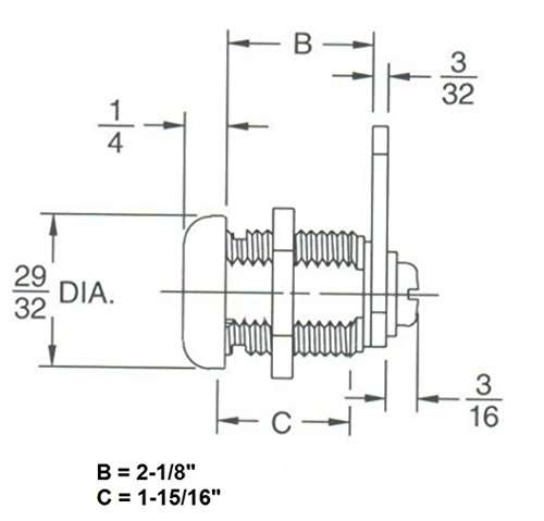 Extra Long Weather Resistant 2-1/8 inch cam Lock for RV, Thick Drawer, and Compartment Door, keyed CH751 Alike 2