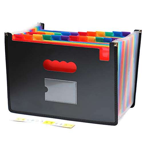 Multicolored Files Folder Organizer (24 Pockets) Accordion A4 Expandable File Organizer, High Capacity with Cloth Edge Wrap and File Guides Wallets Stand Bag for Office/Business/Study (Filefolder24) 1