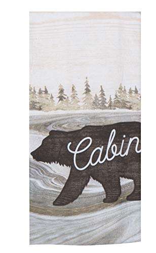 3 Cabin Lodge Themed Decorative Cotton Kitchen Towels with Bear, Moose, Antler Print | Marble Inspired Design | 2 Patterned Terry and 1 Embroidered Tea Towel Set for Dish and Hand Drying 4