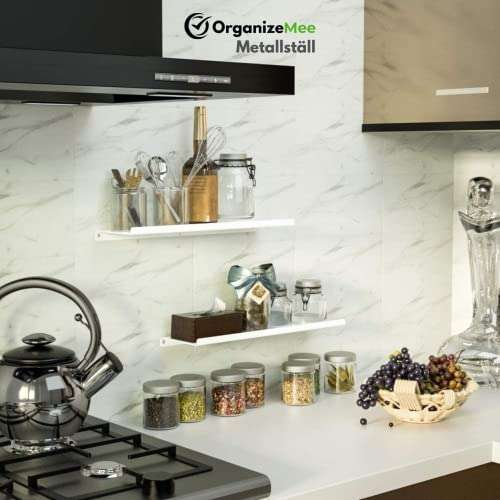 OrganizeMee Metal Small Wall Mounted Shelves,Bluetooth Speaker,Wi-Fi Camera Stand Corner Floating Shelf for Living Room & Bedroom,Home Decor Items Plant Pot mounting Racks (White Set of 2) 4