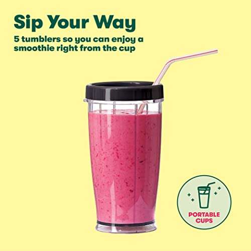 BELLA Personal Size Rocket Blender for Smoothies and Protein Shakes, Portable Juice Maker and Mini Food Processor and Grinder, 12 Piece, BPA Free Accessories, 240 W, Stainless Steel 3