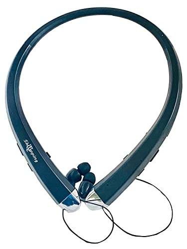 QT S Bluetooth Headset, Lightweight Retractable for Neckband Bluetooth Headphones for Sports Exercise Home & Office, Noise Cancelling Stereo Neckband Wireless Headset Talk 9-10 Hours-Black 6