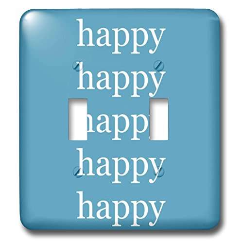 3dRose lsp_186756_2 Teal and White Happy Toggle Switch, Multicolor 1