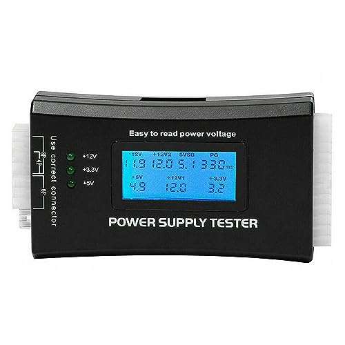 TECKEEN Voltage Tester 20 24 Pin, LCD Power Supply Tester for ATX, ITX, BTX, PCI-E, SATA, HDD 5