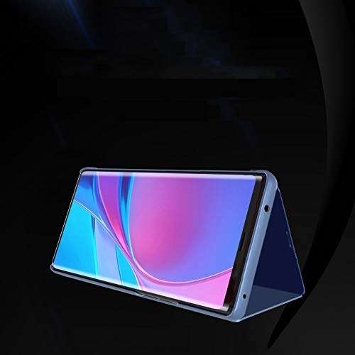 QIVSTARS Case for OnePlus 7T Pro Cool Style Clear View Window Electroplate Plating Stand Scratchproof Full Body Protective Flip Ultra Slim Cover for OnePlus 7T Pro PU Mirror:Silver QH 3