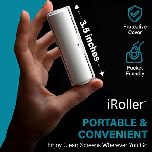 iPad Screen Cleaner by iRoller - Pack of 3 - No Need for Spray or Wipes, Liquid Free - Reusable & Washable -Portable Phone Screen Cleaner for Touchscreen- Ideal for Smartphone, Macbook, Monitor - 3.5" 4