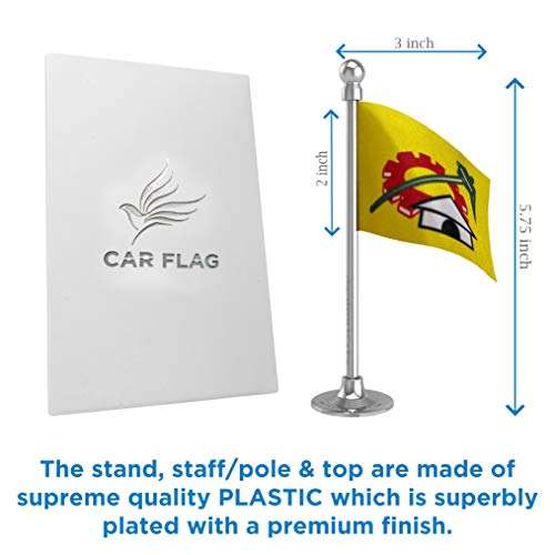 The Flag Corporation Telugu Desam Party (TDP) Car Dashboard Flag 2in x 3in With A Plastic Dark Knight Grey Base 6