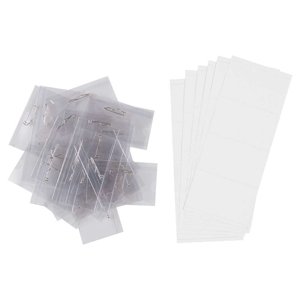 JAM PAPER Plastic Name Tags with Pin - 3 5/8 x 2 1/4 - Clear - 24/Pack 3