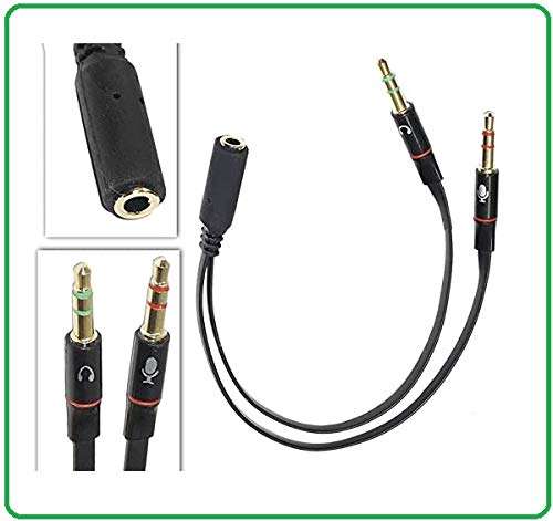 Two Male to One Female 3.5mm Headphone Earphone Mic Audio Y Splitter Cable Cord Wire for PC Laptop 5