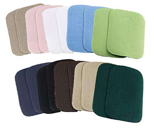 Iron On Patches for Clothing Assortment of 10 Colors, 2" x 3", with One Iron-On Mending Fabric 6 1/2" x 14" (2 x 3 Inches)