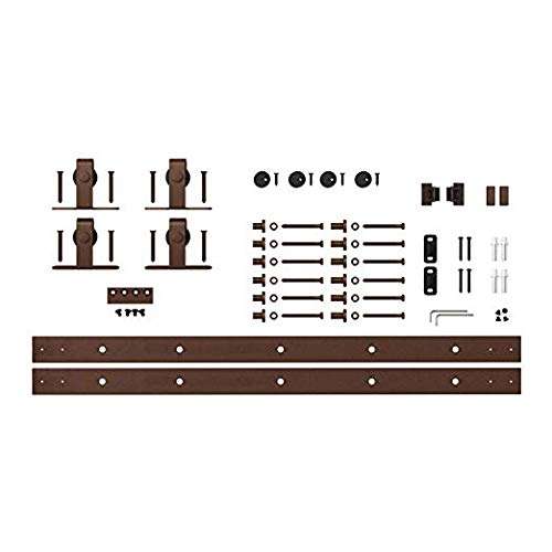 Architectural Products 10 Foot (120 inch) Mini Barn Door Hardware 2-Piece Kits for Double Cabinet Doors Top Mount Design in Oil Rubbed Bronze FSDH-TOPMT-OB-10-DD trimmable Down to 115" 1