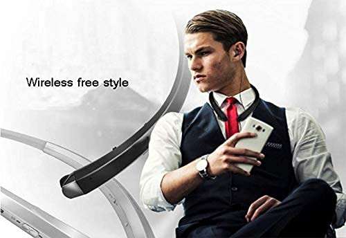 QT S Bluetooth Headset, Lightweight Retractable for Neckband Bluetooth Headphones for Sports Exercise Home & Office, Noise Cancelling Stereo Neckband Wireless Headset Talk 9-10 Hours-Black 2