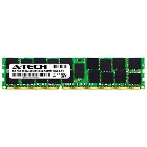 A-Tech 4GB RAM for Dell PowerEdge R310, T310 Servers | DDR3 1066MHz ECC-RDIMM PC3-8500 4Rx8 1.5V 240-Pin ECC Registered DIMM Server Memory Upgrade Module 2