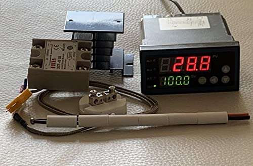 1/8 DIN Fahrenheit Ramp Soak Temperature Controller Kiln+SSR+Heatsink+Thermocouple Programmable Control 60 Segment with Big Display 96x48mm 1