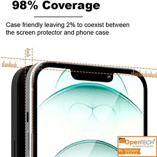 OpenTech Military-Grade Tempered Glass Screen Protector Compatible For Iphone 13 Pro Max / 14 Plus With Edge To Edge Coverage And Easy Installation Kit (6.7 Inches) for Smartphone 4