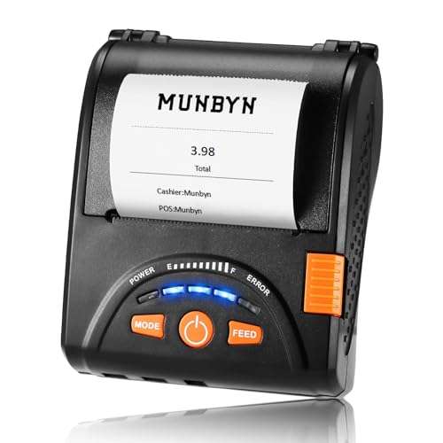 MUNBYN Bluetooth Receipt Printer, 58mm Mini Wireless POS Thermal Printer for Restaurant, Portable for Android/Windows 1