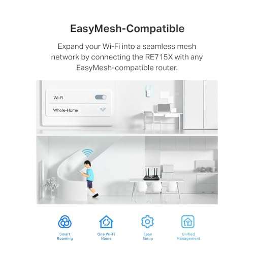 TP-Link AX3000 WiFi 6 Range Extender | PCMag Editor's Choice | Dual-Band Wireless Repeater w/Ethernet Port | Up to 2400 Sq. Ft., 64 Devices | Internet Signal Booster | APP Setup | EasyMesh (RE715X) 3