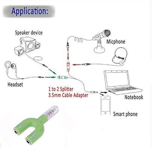 Lowfe Audio Jack Headphones with mic, 3.5 mm Jack Splitter 2 Male 1 Female Black (U-Shape) 6