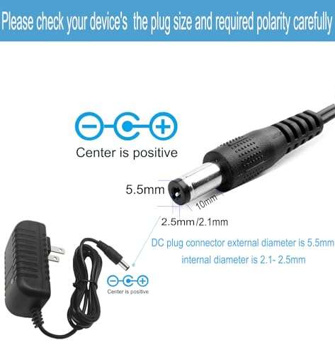 12 Volt 2A Power Adapter Supply, AC 100-240V to DC 12 V Power Supply Transformer Charger Wall Plug for DC12V Light Security CCTV Camera, Black, 8x5x3.3 cm 3