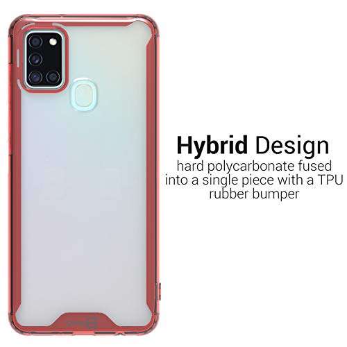 CoverON Slim Cover for Samsung Galaxy A21s Phone Case, Crystal Clear Lightweight Hard Back - TPU Red Bumper 4