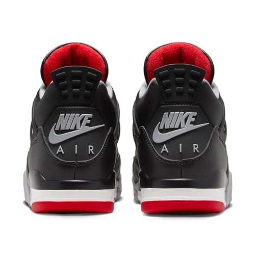 NIKE Jordan 4 Retro Grade School Black/Fire Red-Cement Grey FQ8213-006 7Y 5