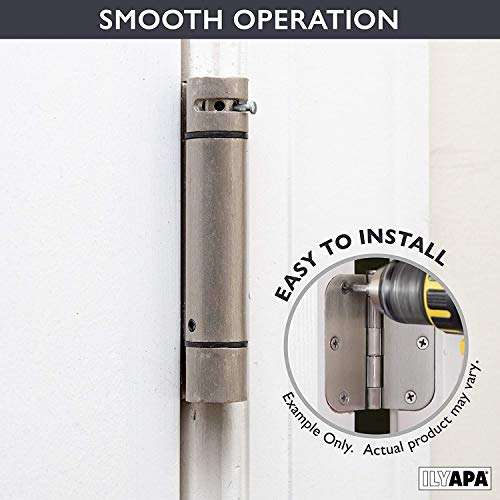 Ilyapa Self Closing Door Hinges, 2 Pack, Satin Nickel Mortise Spring Hinge - 4 x 4 Inch Interior Spring for Doors with 1/4" Radius Corners 5