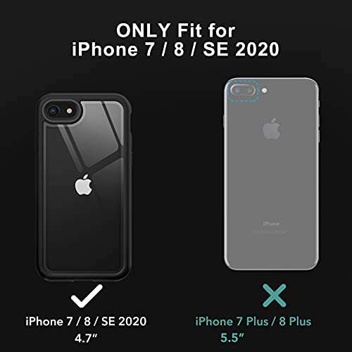YOUMAKER Aegis Designed for iPhone SE 2020 Case/iPhone 7 Case/iPhone 8 Case, Full-Body with Built-in Screen Protector Rugged Clear Case for iPhone SE 2020/7/8 4.7 Inch-Black 6