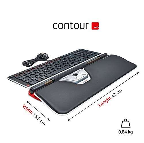Contour Design RollerMouse Red Plus Wireless - Wireless Ergonomic Mouse for Laptop and Desktop Computer Use - Reach-Free Ambidextrous Computer Mouse - Mac & PC Compatible 3