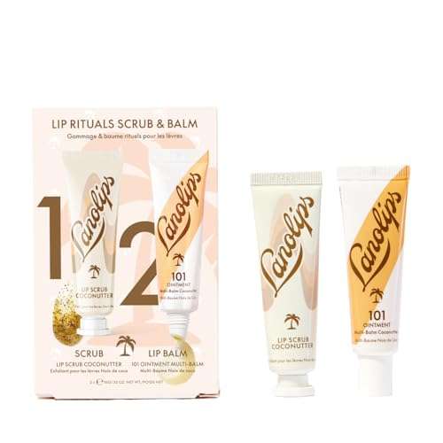 Lanolips Coconutter Lip Scrub & Lip Balm - Lip Rituals Lip Care Kit Infused with Pure Lanolin & Coconut Oil - Gently Smoothes and Hydrates Dead Skin (2 Count) 1