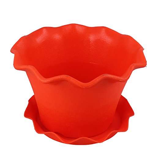 Gardens Need Orchid Pot with Same Color Drip Tray - 8", Pack of 3 Sets, Orange 2