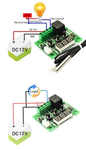 CenryKay W1209 12V Temperature Controller Module,Digital Cooling/Heating Thermostat -50-110 °c Temperature Controller with 10A One-Channel Relay and Waterproof（3PCS) 5
