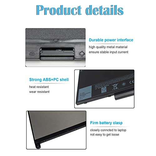 J60J5 7470 7270 Laptop Battery Compatible with Dell Latitude E7470 E7270 P26S001 P61G001 Series Notebook 1W2Y2 MC34Y WYWJ2 R97YT 242WD R1V85 GG4FM 0GG4FM PDNM2 NJJ2H 451-BBSX 451-BBSY 451-BBSU 55WH 5