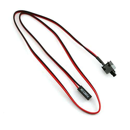 ZYAMY 2PCS 2-Pin PC Power Cable Reset Switch ATX Computer Case Internal Power Cable On/Off Cord Red+Black 2