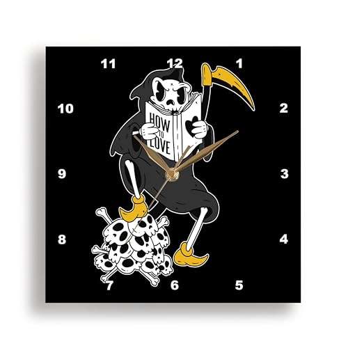 3dRose Wall Clock Silent - 15 inch - How to Love with Skull Skeleton Boo for Halloween Horror - Fantasy 1