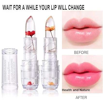 Bajajbeautyshop Waterproof Glossy Flower Jelly Lipstick - Transparent Color Changing (Pack of 2) 4