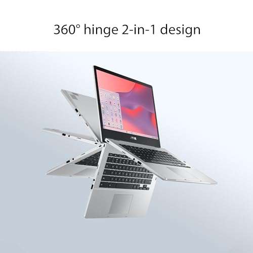 ASUS Chromebook Flip CX1 Convertible Laptop, 14" FHD NanoEdge 360-degree Touchscreen, Intel Celeron N6000 4-Core Processor, 128GB eMMC Storage, 8GB RAM, ChromeOS, Transparent Silver, CX1400FKA-AS88F 2