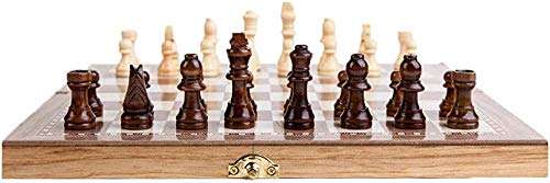 WUYAOCHUN Chess Set Board Game Folding Travel Portable Chess Set, Wooden Chess Game Backgammon Set, Portable Folding Travel Chess Board Game Gifts for Kids and Adult DG59 2