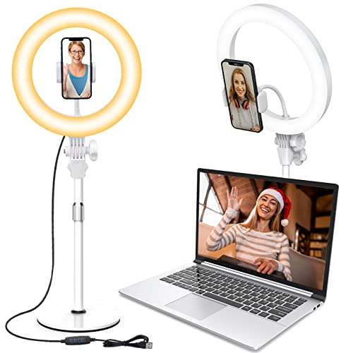 Desktop Ring Light with Stand and Phone Holder, Zoom Lighting for Computer Video Conference, Video Calls, Home Office, Laptop- Soft Lighting for Video Recording, Podcasts, Streaming Studio 1