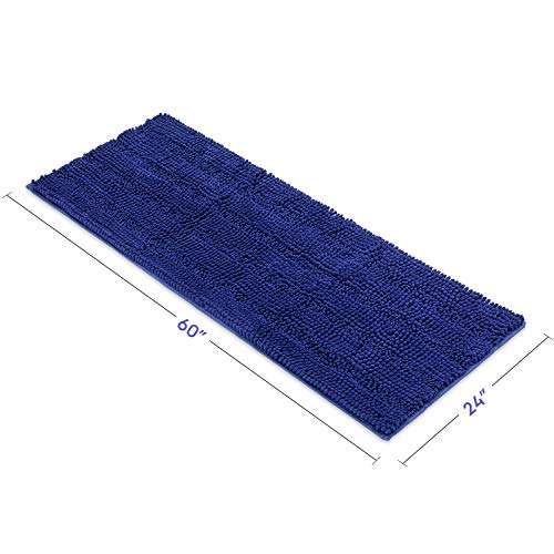 Tafts Striped Chenille Bathroom Rugs and Mats Sets, Ultra Soft Chenille Microfiber, Absorbent Non-Slip Machine Washable Bath Rugs, Bath Mat for Bathroom, Shower Mat & Tub, 24"x60", Navy Blue 4