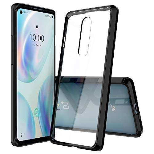 Orzero Case Compatible for OnePlus 8, OnePlus 8 UW (Verizon Version), Solid Acrylic Back Cover TPU Frame Scratch Resistant Shock Absorbing Body Protection Phone Case - Black 1