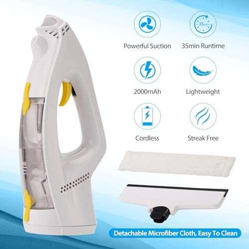 GIATAISH 3-in-1 Cordless Electric Window Vacuum Cleaner with Spray/Wipe/Squeegee, Perfect for Windows, Bathroom, Mirrors, and Cars - Double Water Tanks 3