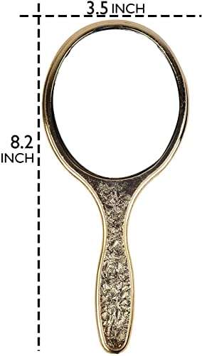 PELO Mirror for Travelling Purpose Hand Mirrors for Men and Women - Golden 20 Gram Pack of 1 2